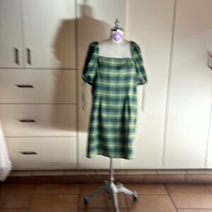 Green Plaid Dress XXL